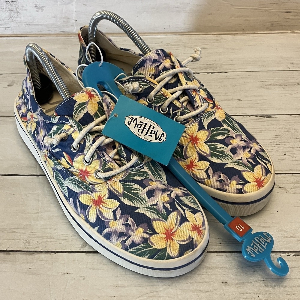 Mad Love Sneakers Womens 10 Blue Floral Hawaiian Tropical Kendra Beach Casual‎